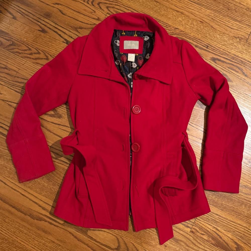 dELiA*s Vibrant Red Trench Coat